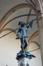 The sculpture of Perseus, who holds the head of the Gorgon Medusa in his hand.