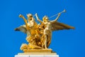 Sculpture on the pillar on the bridge of Pont Alexandre III Royalty Free Stock Photo