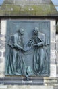 Sculpture of Pope John Paul II at a facade of the Dome in Cologne, Germany Royalty Free Stock Photo