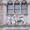 Sculpture at the Porta della Carta of the Doges Palace, Venice - Italy Royalty Free Stock Photo