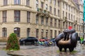 The sculpture Reader in an armchair is made in bronze. Tourist attractions. August 24, 2022 Prague Czech Republic