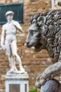 Sculpture of the Renaissance in Piazza della Signoria in Florence Royalty Free Stock Photo