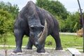 A sculpture of a rhinoceros of the Mesozoic era