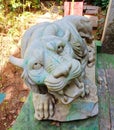 Sculpture of a roaring lioness at Sukha Vana in Mysore