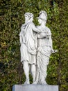 Sculpture of roman god Janus and Bellona in Schonbrunn garden Vienna Austria