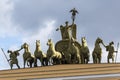 Sculpture of Roman Soldiers and Chariot of roman goddess Victory at the top of General Staff Building In Saint Petersburg Royalty Free Stock Photo