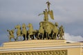 Sculpture of Roman Soldiers and Chariot of roman goddess Victory at the top of General Staff Building In Saint Petersburg Royalty Free Stock Photo