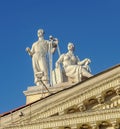 Sculpture on the roof of Trade Union Palace in Minsk