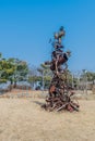 Sculpture of rusted scrap metal objects