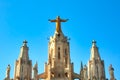 Sculpture of the Sacred Heart of Jesus on the Sagrat Cor church in Tibidabo mountain over Barcelona, Spain