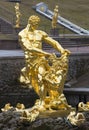 The sculpture Samson tearing the lion's mouth. A fragment of the Grand cascade in Peterhof