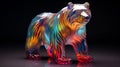 a sculpture in the shape of a teddy bear among colorful pieces of glass