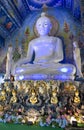 Sculpture of a sitting Buddha in the Wat Wrong Gear Team (Blue Temple). Chiang Rai, Thailand Royalty Free Stock Photo