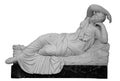 Sculpture The Sleeping Ariadne. Roman Marble statue. Ancient stone white marble woman. Old roman monument . Greek