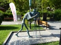 Sculpture of a slim fotografer in the park of Borjomi in Georgia.