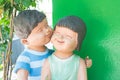 The Sculpture of smiling face children lover Royalty Free Stock Photo