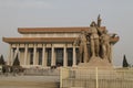 Sculpture of soldiers fighting at entrance to Mausoleum of Mao Zedong on Tiananmen Square in Beijing China