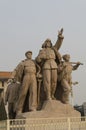 Sculpture of soldiers fighting at entrance to Mausoleum of Mao Zedong on Tiananmen Square in Beijing China Royalty Free Stock Photo