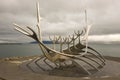 Sculpture of Solfar or Sun Voyager by the sea in the center of Reykjavik, Iceland Royalty Free Stock Photo
