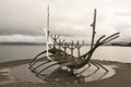 Sculpture of Solfar or Sun Voyager by the sea in the center of Reykjavik, Iceland Royalty Free Stock Photo