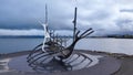 Sculpture of Solfar or Sun Voyager by the sea in the center of Reykjavik, Iceland Royalty Free Stock Photo