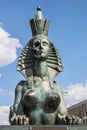 The sculpture of the sphinx on Voskresenskaya Embankment, Saint-Petersburg Royalty Free Stock Photo