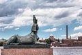 The sculpture of the sphinx which is part of the Monument to victims of political repression. St.-Petersburg Royalty Free Stock Photo