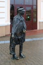 Sculpture Stationmaster at building of train station, Mogilev, B Royalty Free Stock Photo