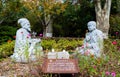 Sculpture of Su Dongpo, famous poet in Song dynasty, and Foyin, famous Buddhist monk discussing Buddhism in Jinshan Temple