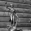 Sculpture of themis, femida or justice goddess on