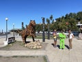 Vladivostok, Russia, September, 28,09, 2023. Sculpture of a tiger made of scrap metal on the embankment