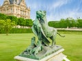 Sculpture Tigress and Peacock in Tuileries Garden, Paris Royalty Free Stock Photo