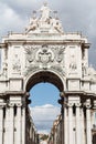 Sculpture on the top of Triumphal Arch on Rua Augusht, Lisbon, Portugal Royalty Free Stock Photo