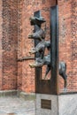 Sculpture of the Town Musicians of Bremen in Riga, Latvia. Royalty Free Stock Photo