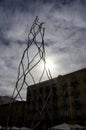 Sculpture tribute to the Castellers in the Gothic quarter of Barcelona