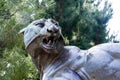 Sculpture Tusey Meuse, Nice. The figure of a lioness that paws crushed an antelope in Albert 1 Park near the Promenade des Angla