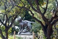 Sculpture Tusey Meuse, Nice. The figure of a lioness that paws crushed an antelope in Albert 1 Park