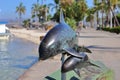 Sculpture of two Pacific porpoise (Phocoena sinus). Royalty Free Stock Photo