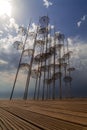 The sculpture Umbrellas located at the New Beach in Thessaloniki Royalty Free Stock Photo