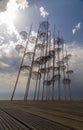 The sculpture Umbrellas located at the New Beach in Thessaloniki, Greece