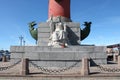 Sculpture `Volga` at the base of the Rostral Column. St. Petersburg.