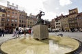 Sculpture of the Warsaw Mermaid on the Old Town Market square in Warsaw, Poland. June 2012