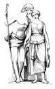 Sculpture was depicts Jacob and Rachel from the Bible, vintage engraving Royalty Free Stock Photo