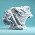 sculpture of a waving white carrara marble blanket floating in midair - Generative AI