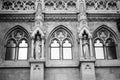 Sculpture and windows on Matthias Church or Church of Our Lady of Buda