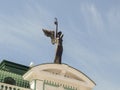 The sculpture Winged Genius on the front of the main facade of the Omsk State Academic Drama Theatre