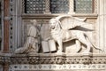 sculpture of a winged lion, the heraldic symbol of the city of Venice in Italy Royalty Free Stock Photo