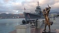 Sculpture of a woman with a child. Novorossiysk. The Cruiser Mikhail Kutuzov Royalty Free Stock Photo