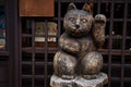 Sculpture of wooden lucky cat