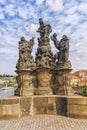 Sculpture in the world-famous Charles Bridge in Prague Royalty Free Stock Photo